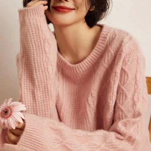 M.Chic Autunno Inverno Basic Casual 100% Cashmere Twisted Maglia Maglione Grace Donna O-Collo Pullover Spessore Caldo Morbido Moda Magliette e camicette 1