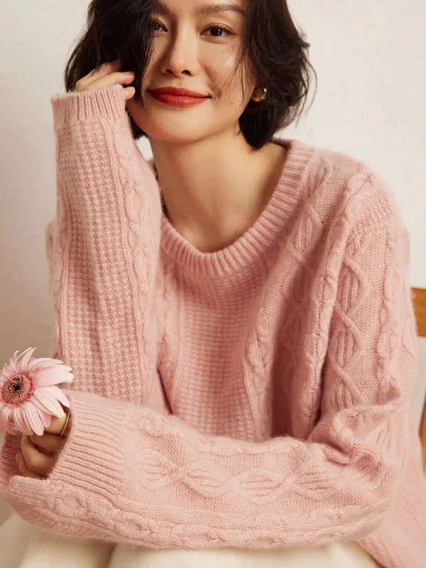 M.Chic Autunno Inverno Basic Casual 100% Cashmere Twisted Maglia Maglione Grace Donna O-Collo Pullover Spessore Caldo Morbido Moda Magliette e camicette 1