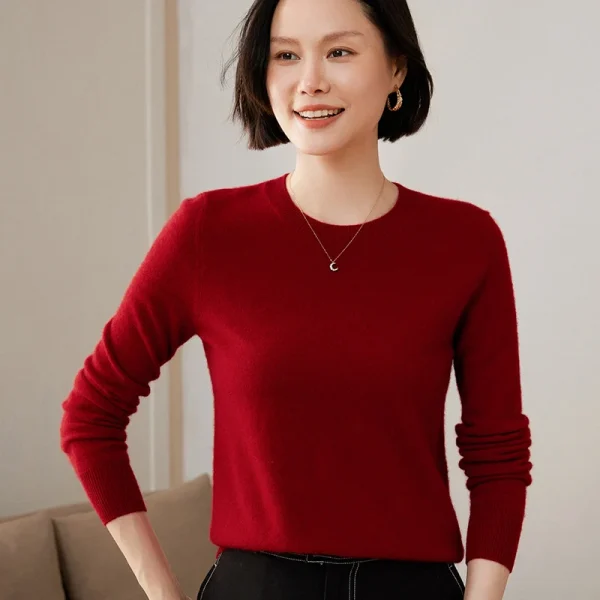 Pullover lavorati a maglia in puro cashmere di capra al 100% Vendita calda Maglioni con o-collo da donna Maglioni da donna morbidi di alta qualità 2