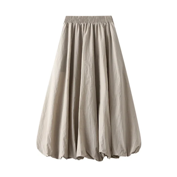 Gonne A sbuffo Lamuusaa donna estate 2024 tinta unita vita alta una linea gonna lunga con gemme A bolle eleganti gonne da donna Streetwear 4