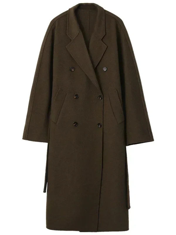 CHIC VEN Cappotti di lana lunghi double face da donna Cappotto femminile allentato retrò doppio petto Frangivento da donna Autunno Inverno 2025 4