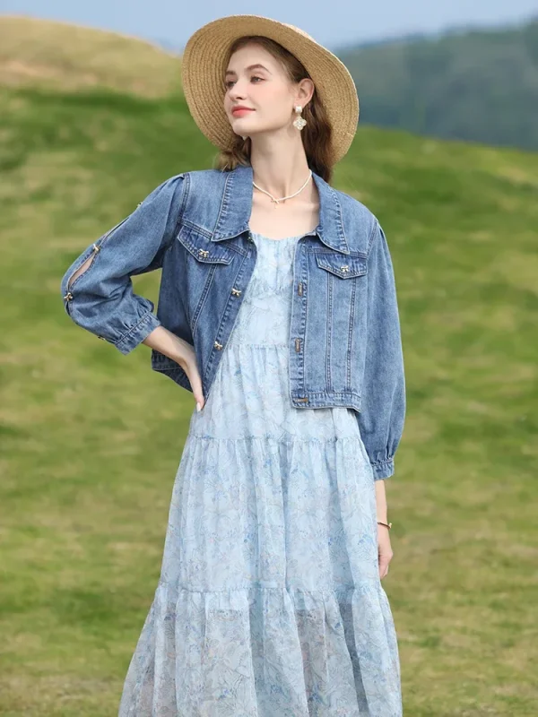I BELIEVE YOU Giacca da donna Primavera Estate 2024 Cappotti di jeans Bottoni Colletto su misura Scava Fuori Casual Slim Jakcets 2231184977 5