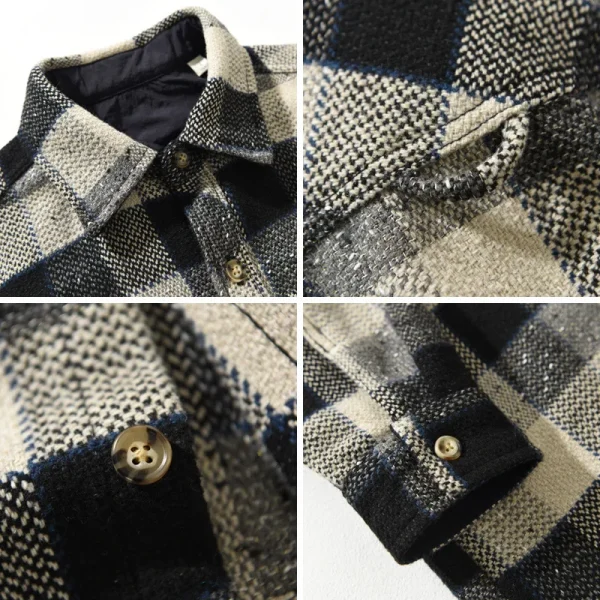 Autunno Inverno Nuovo Allentato Vintage Plaid Morbido Spazzolato Camicie per Gli Uomini Abbigliamento Casual Manica Lunga Grandi Tasche Camicie Da Uomo AZ261 4