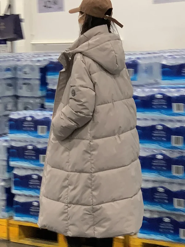 Vielleicht nuovo dritto solido lungo cappotto invernale donna parka vestiti Casual con cappuccio elegante piumino invernale capispalla femminile 6
