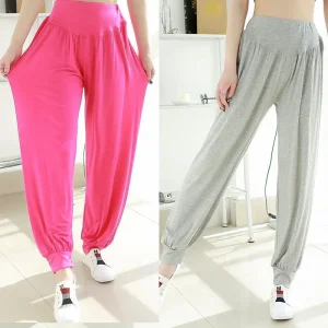 Pantaloni casual larghi di grandi dimensioni Primavera Estate Pantaloni lanterna modali sottili Pantaloni lunghi da ballo per yoga sportivo da donna 1