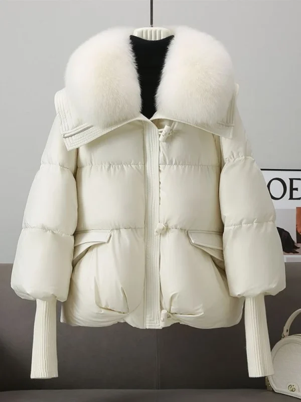 2025 Piumino corto imbottito in cotone da donna Parka collo di pelliccia autunno inverno cappotti spessi femminile nero capispalla casual vestiti 4