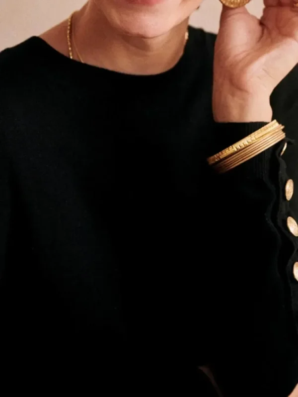 Abito corto lavorato a maglia da donna francese Mini vestaglia femminile a maniche lunghe con scollo a O nero o strisce 6