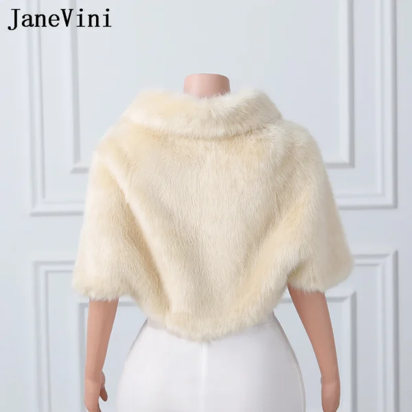 JaneVini Chale Fourrure Da Sposa Bolero Femme Giubbotti Avvolge Inverno Pelliccia Sintetica Abito Da Sposa Mantello Scialle Cappotto Delle Donne Coprispalle Mantello Corto 2