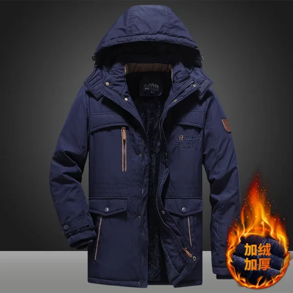 Parka invernale da uomo Piumini militari Parka antivento con cappuccio Collo in pelliccia maschile Parka in pile Giacca spessa casual moda uomo 3