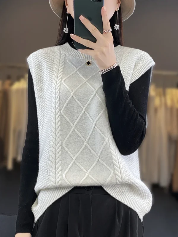 Autunno Inverno delle nuove donne 100% lana merino maglieria gilet pullover Swearter girocollo versatile maglione di base in cashmere 5