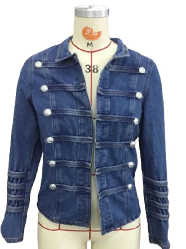 Giacca di jeans con bottoni vintage per donna colletto alla coreana primavera inverno slim casual jeans retrò capispalla cappotto di jeans Harajuku 2024 3