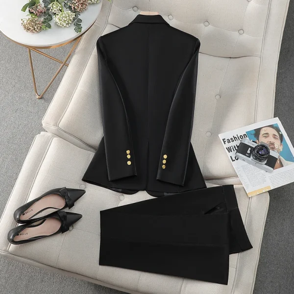 NAVIU 2025 Nuovo Rosso Nero Cachi Moda Donna Tailleur pantalone Manica lunga Solid Lady Blazer e pantaloni Formale Set da 2 pezzi per la primavera 3