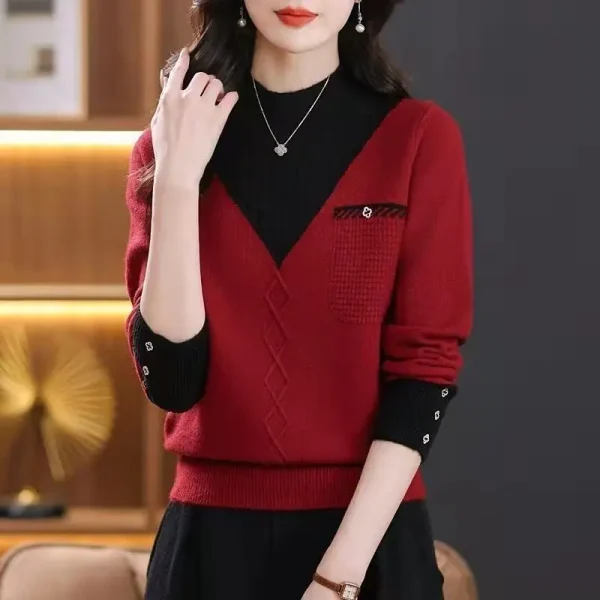 Abbigliamento da donna Maglioni casual con collo a lupetto Moda autunno/inverno Pullover in maglia a maniche lunghe Lady Temperamento All-match Top larghi 3