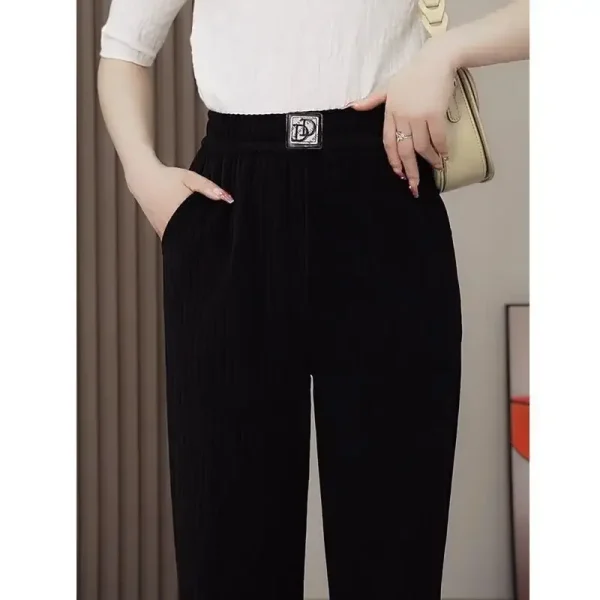 Pantaloni foderati in pile autunno inverno per uomo Donna Pantaloni casual in pile lungo extra spesso Pantaloni larghi in pile Pantaloni Harem 5