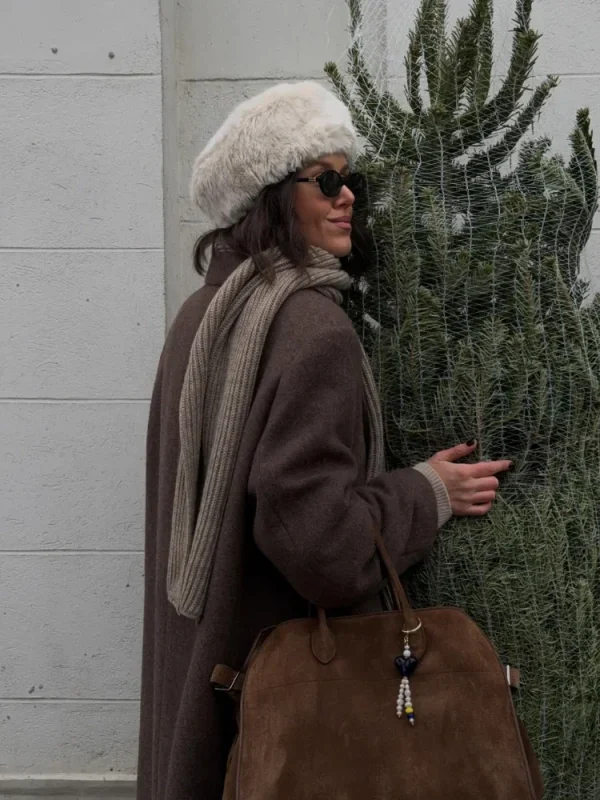 Cappotto casual in lana tinta unita con spalline Cappotto elegante da donna monopetto con risvolto a maniche lunghe 2025 Capispalla autunnale da donna per pendolari 5