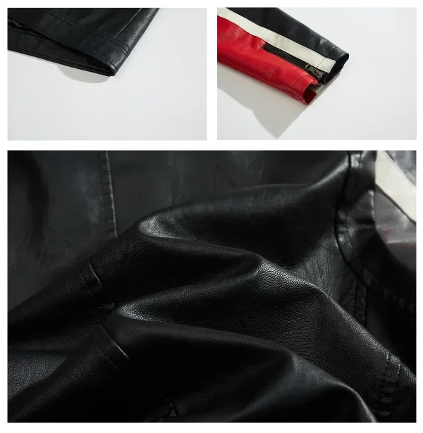 Nuova giacca in pelle PU a contrasto Moto Guzzi da uomo autunno inverno uomo cappotto di alta qualità giacche casual stile moto nero caldo O 4