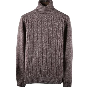 Abbigliamento da uomo Collo alto Filettatura Tinta unita Pullover Maglione lavorato a maglia Manica lunga Casual Autunno Inverno Boyfriend Top 1