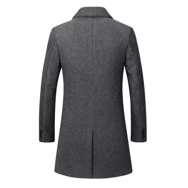Autunno Inverno Uomo Giacche di lana Giacca a vento lunga da uomo Trench Uomo Tinta unita Colletto rovesciato Giacche da lavoro Abbigliamento 4