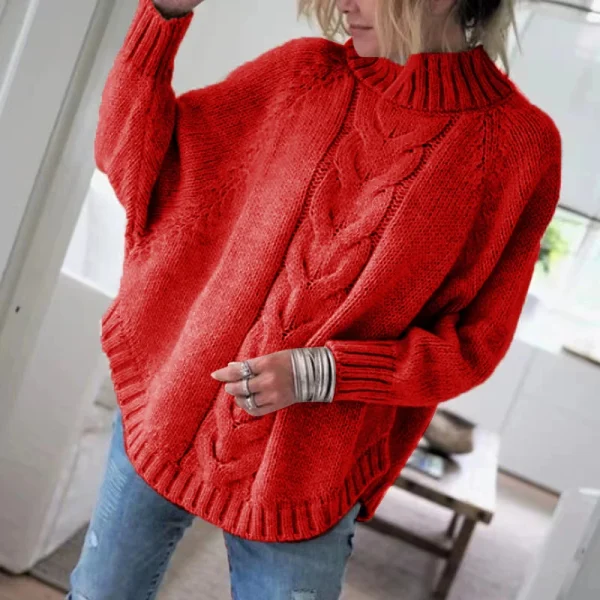 Maglione cavo di ispirazione vintage da donna, vestibilità ampia, collo alto, pullover autunno inverno, stile casual, per tutti i giorni, autunno inverno 2