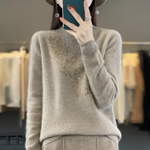 Maglioni da donna spessi caldi autunno inverno collo a lupetto moda pullover manica lunga maglione basic camicia con fondo lavorato a maglia maglione coreano 5
