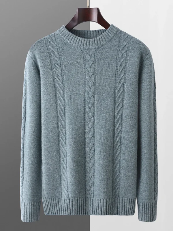 Autunno Inverno Maglione di lana da uomo Pullover Twist Fiore addensato Smart Casual 100% lana merino Maglieria Abbigliamento in cashmere Top 4