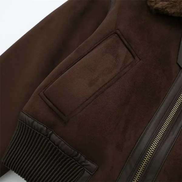 Cappotto da giacca double face allentato con decorazione a cinghia a contrasto con collo in piedi casual da donna autunno e inverno 4