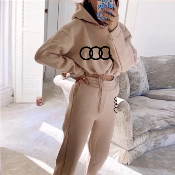Tuta da donna Casual Felpe con cappuccio in vita Set da 2 pezzi Tuta da jogging sportiva Esercizio quotidiano Pantaloni da donna Set Abbigliamento donna 3