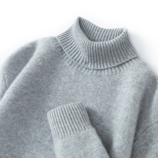 Abbigliamento da uomo spesso 100% maglione lavorato a maglia in cashmere dolcevita pullover autunno inverno tinta unita manica lunga casual top morbidi 1