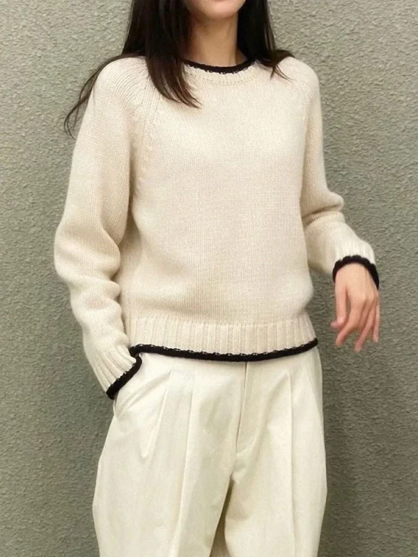 Maglione di cashmere spesso pullover da donna cappotto con fondo in maglia allentata autunno e inverno maglione corto abbinato a colori marea 3