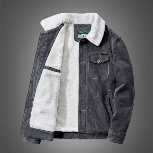 Utensili Casual da uomo invernali Plus Parka in velluto Parka in velluto a coste Moda coreana Giacca da uomo con collo in pelliccia tinta unita di alta qualità 2