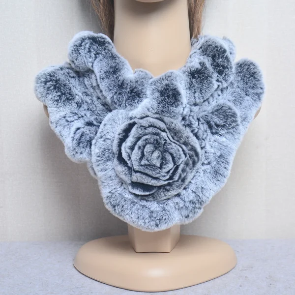 Sciarpa in vera pelliccia di coniglio Rex addensata invernale da donna per donna, collo, scaldacollo, coprispalle, fazzoletto da collo lavorato a maglia 6