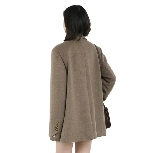 CHIC VEN Cappotto da donna in misto lana Solido Blazer di lana medio lungo Camicetta calda e spessa Cappotto da donna Office Lady Top Autunno Inverno 3