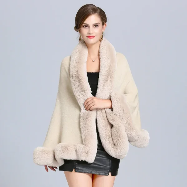 10 colori inverno donna collo in pelliccia di volpe sintetica poncho mantello soprabito grande scialle a pendolo finto cashmere caldo mantello streetwear 2