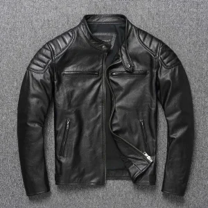 Nuova giacca da uomo in pelle PU con colletto alla coreana da motociclista, tinta unita alla moda, ampia, versatile, casual, a maniche lunghe 1