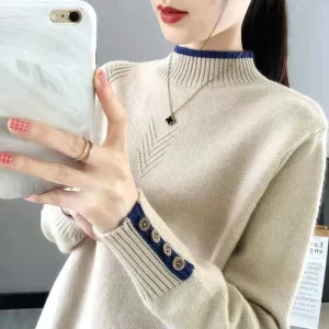 Maglioni dolcevita da donna basic Versione coreana nuovo maglione lavorato a maglia Autunno Inverno Top Slim Pullover da donna Maglione morbido e caldo 1