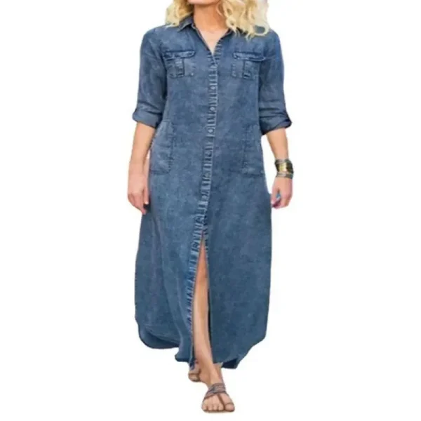 Abito da donna in denim monopetto casual tinta unita sciolto estate nuova taglia S-5XL da donna, design ampio, confortevole e casual 6