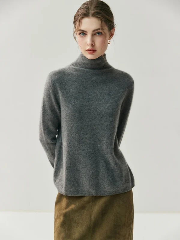 Pullover da donna Maglione basic in cashmere 100% davanti e dietro entrambi indossano collo finto lavorato a maglia Abbigliamento versatile Cardigan maglione autunno inverno 6