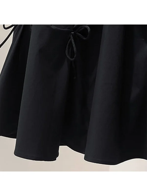 Gonne a pieghe Harajuku a vita alta per le donne Gonna a vita alta con fiocco 2022 Gonne eleganti alla moda Gonna longuette stile coreano 4