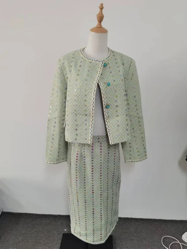 O-Collo Piccolo Profumato Manica Lunga Abbigliamento Donna 2025 Autunno Coreano Chic Abito Elegante Casual Semplice Nicchia Femminile Due Pezzi Set 2