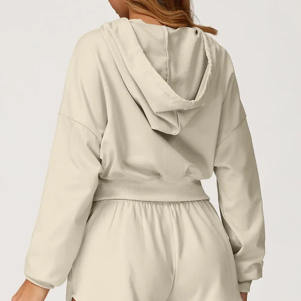 Top sportivo Donna Autunno Inverno Felpe con cappuccio con cerniera Abbigliamento sportivo allentato casual Top da yoga Abbigliamento fitness da corsa Donna 5