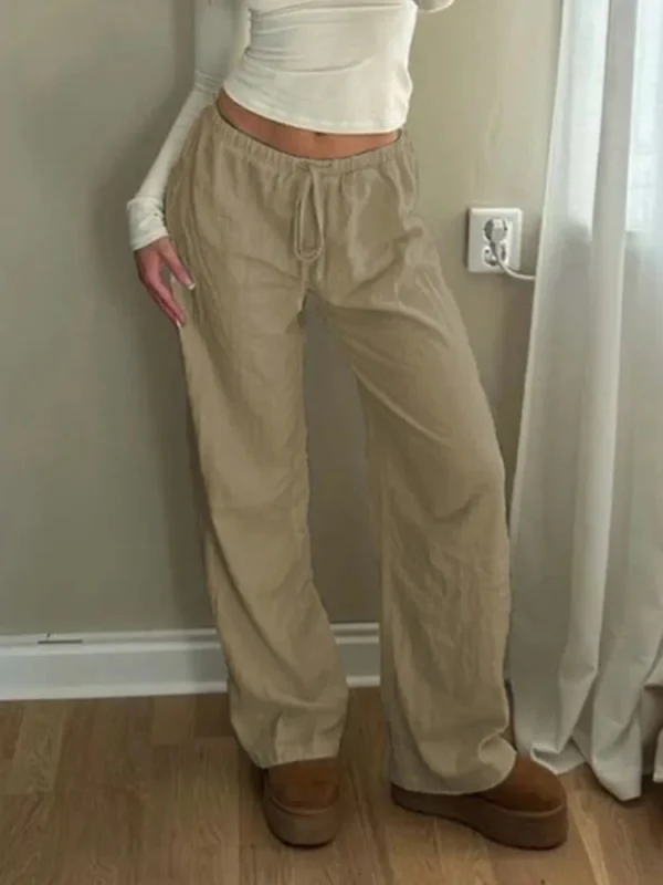 Sweetown Pantaloni a gamba dritta Boho casual larghi solidi per le donne Pantaloni semplici pigri comodi per le vacanze estive 2