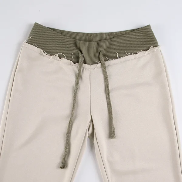 Pantaloni svasati a vita alta da donna Pantaloni lunghi patchwork Donna Streetwear Casual Slim 4