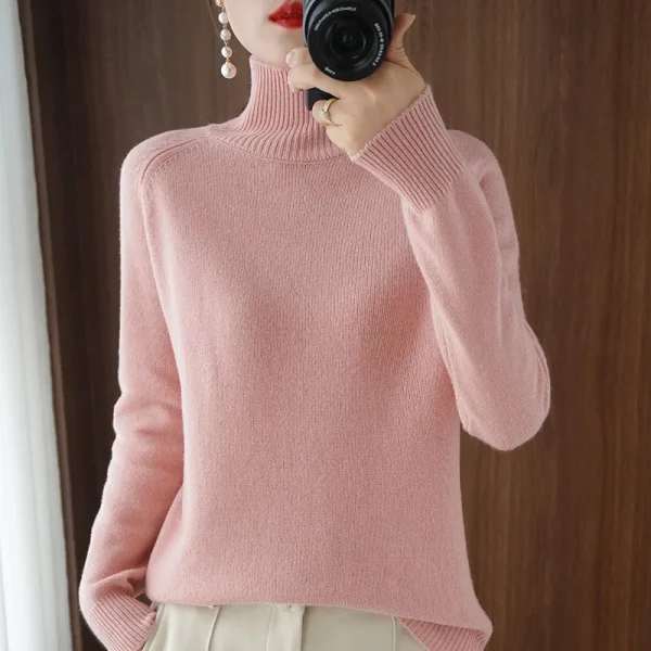 Casual autunno inverno donna maglioni dolcevita manica lunga pullover caldi spessi moda maglieria coreana maglioni di base 2025 6