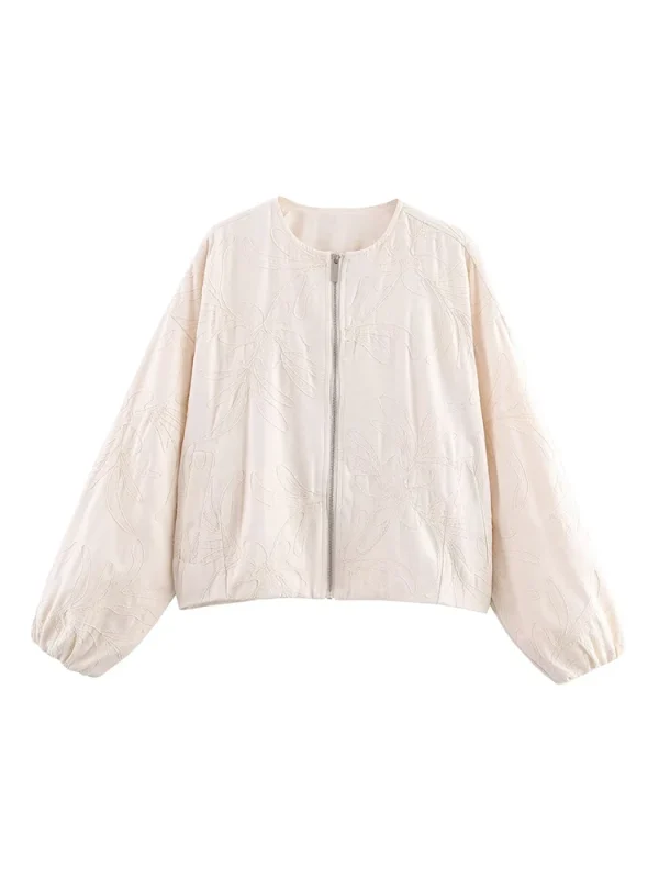 Giacche ricamate da donna 2025 Autunno Inverno Nuova moda maniche lunghe giacca con cerniera femminile High Street eleganti nuovi cappotti corti 4