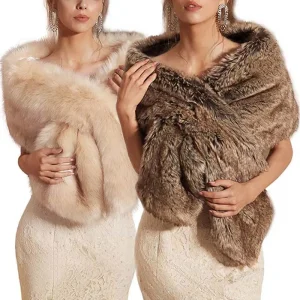 2021 nuove donne invernali cappe di pelliccia Champagne matrimonio pelliccia sintetica Bolero stola scialle avvolge giacca da sposa formale da sera coprispalle 1