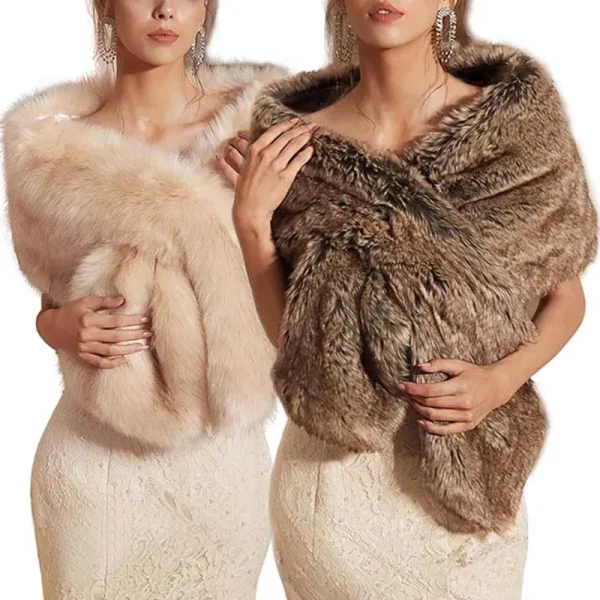2021 nuove donne invernali cappe di pelliccia Champagne matrimonio pelliccia sintetica Bolero stola scialle avvolge giacca da sposa formale da sera coprispalle 1