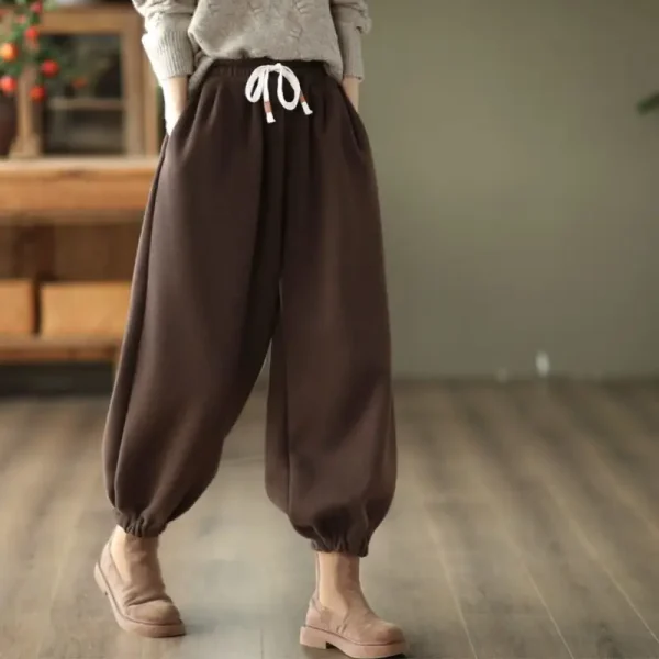 Pantaloni ventilati per giovani comodi da pendolarismo occidentale versatili casual Haren a vita alta di nuova moda da donna 3