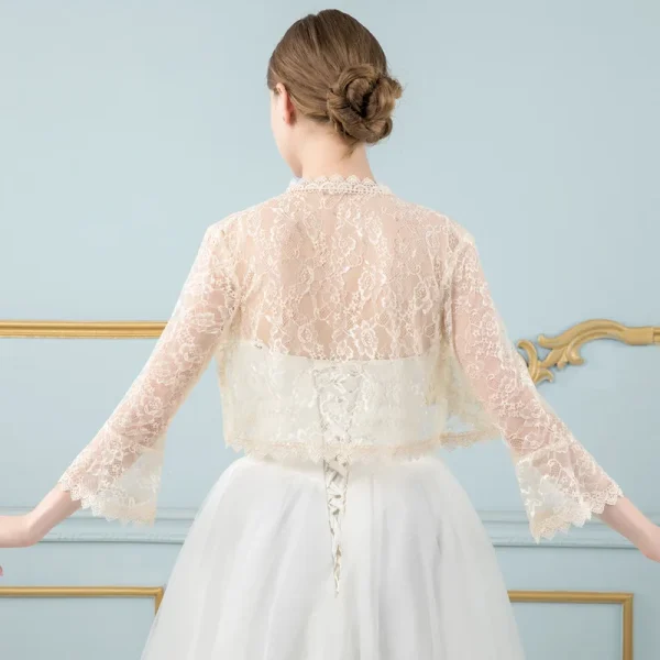 Cardigan da donna elegante con maniche svasate in pizzo Scialle da sposa da sposa Coprispalle aperto sul davanti Scialle e involucri Casual Bolero Cappotto da donna Top 5