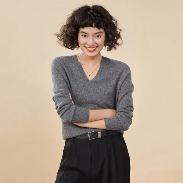 Autunno E Inverno delle Nuove Donne Maglione di Cachemire 100% Puro Cashmere Con Scollo A V Lavorato A Maglia Pullover A Maniche Lunghe di Vendita Caldo delle Donne Top 4
