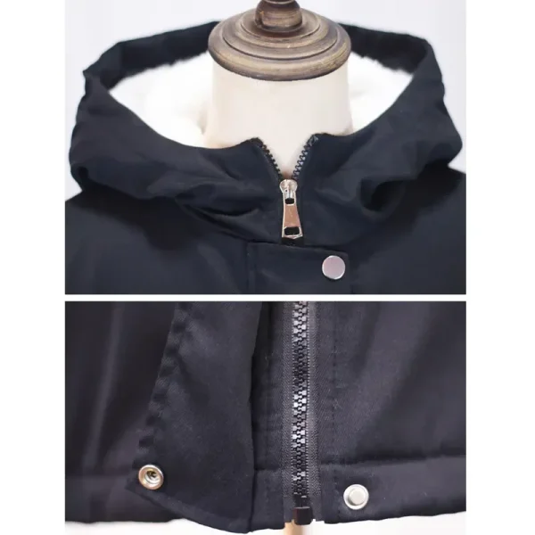 Cappotto Parka foderato in pile morbido ispessito da donna nuovo inverno 3XL di alta qualità Giacca leggera con cappuccio con tasche 4
